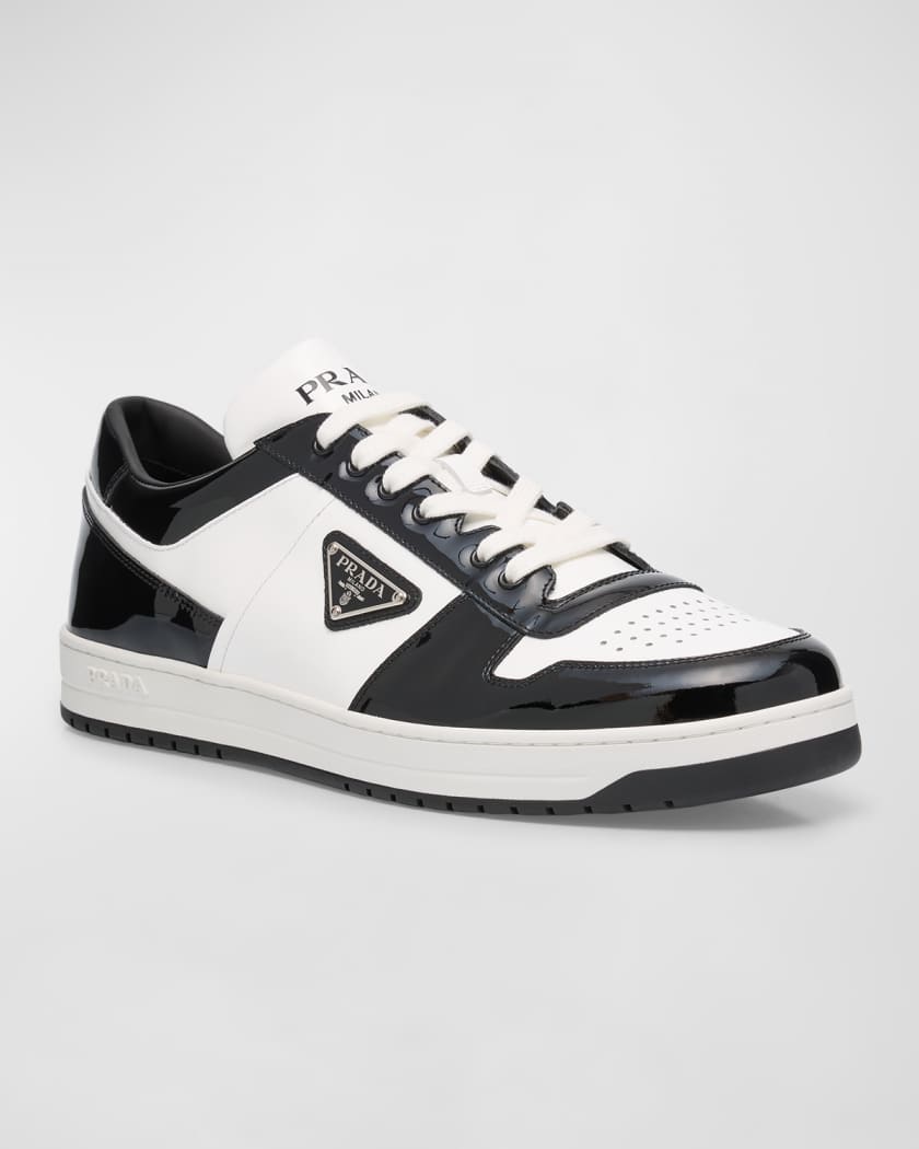 Prada metallic mesh leather outlet sneakers