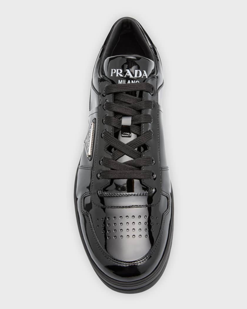Mens patent leather prada sneakers top