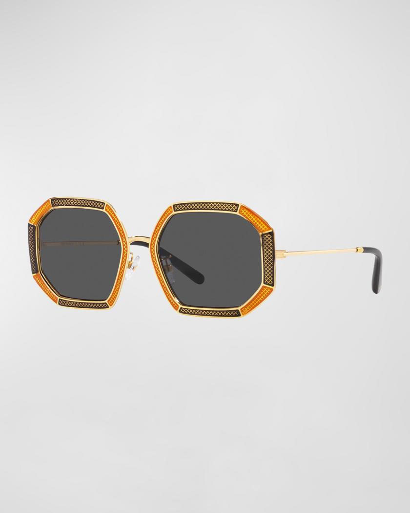 Tory Burch Two-Tone Round Metal Alloy Sunglasses | Neiman Marcus display picture 1