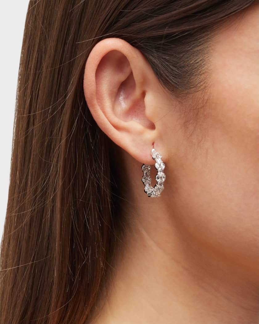 64 Facets 18k White Gold Diamond Mini Hoop Earrings | Neiman Marcus