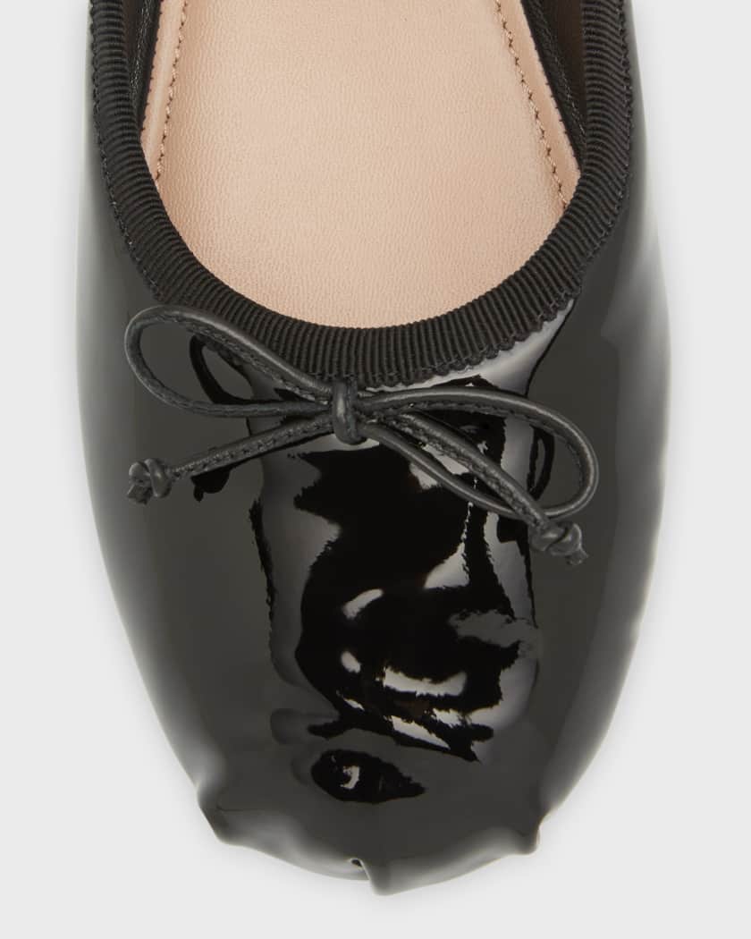 Logo Patent Leather Ballet Flats in Black - Miu Miu