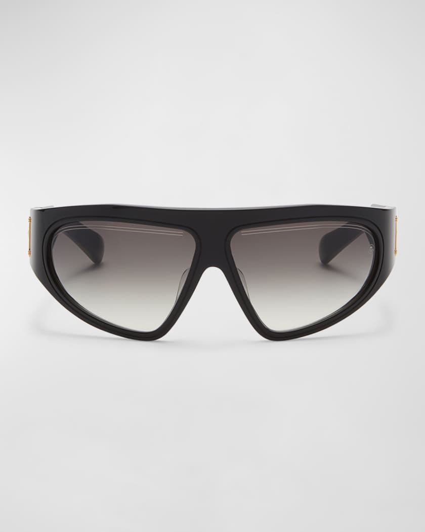 Balmain Imperial Acetate & Titanium Rectangle Sunglasses