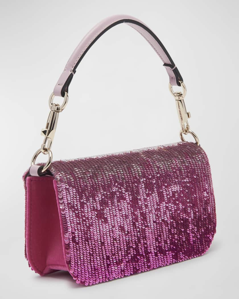 Loco Small Sequined Shoulder Bag in Pink - Valentino Garavani