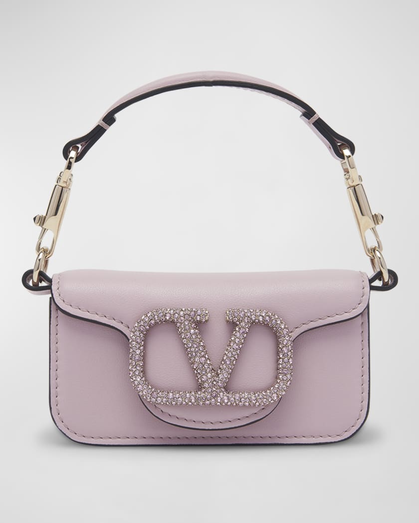 Valentino Garavani Loco Mini Vlogo Leather Top-Handle Bag, Water Lilac Light, Women's, Handbags & Purses Shoulder Bags
