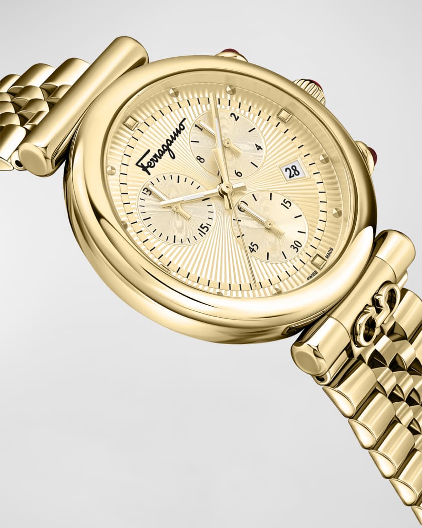 Ferragamo 40m Ferragamo Ora Chronograph Watch Yellow Gold