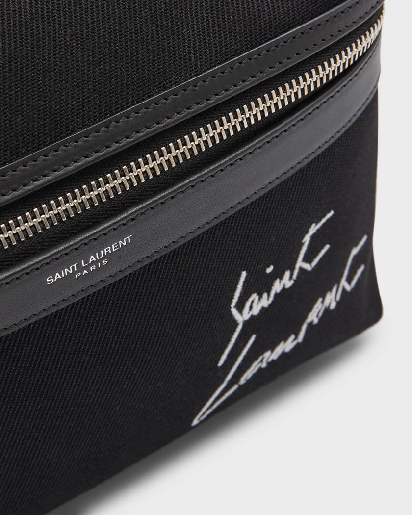 YSL Saint Laurent City Backpack in Nylon Canvas and Leather Medium
