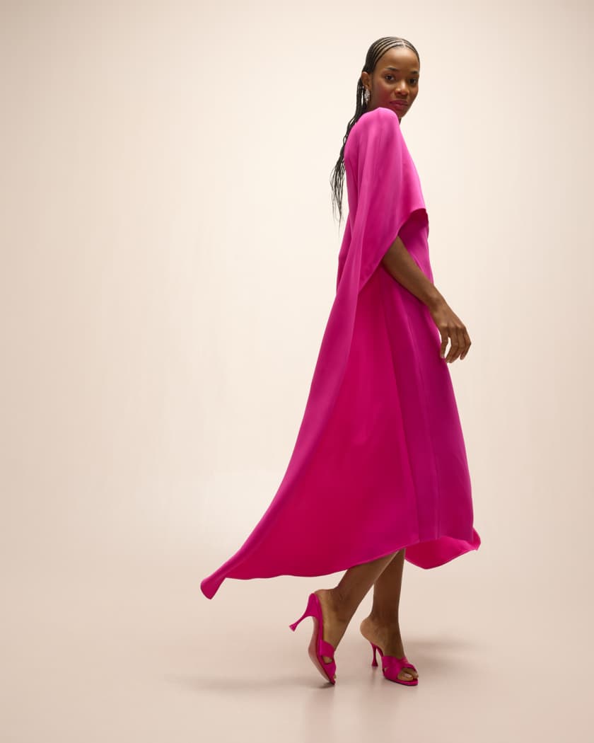 Valentino Garavani Cady Couture Sheath Dress with Cape Sleeves