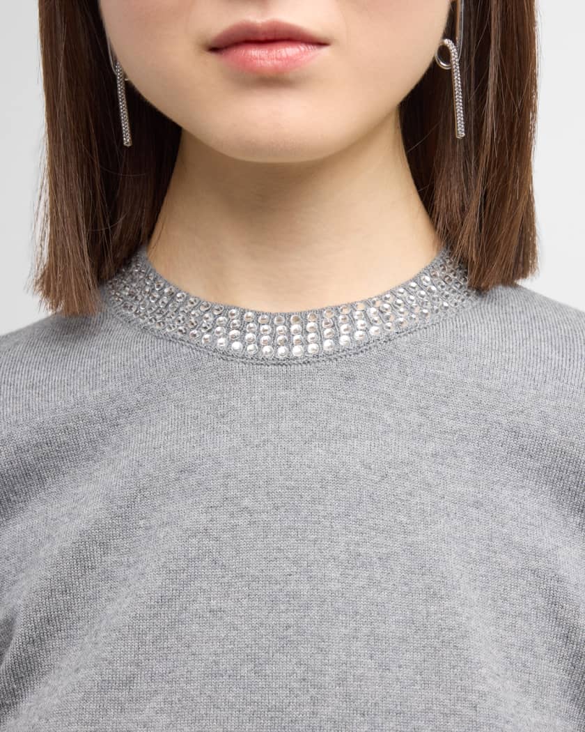 Embellished clearance neck sweater