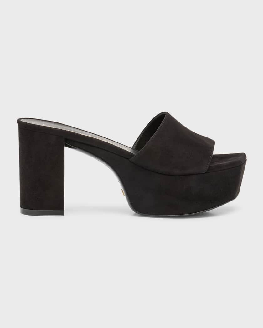 Stuart Weitzman Square High Suede Platform Sandals Neiman Marcus