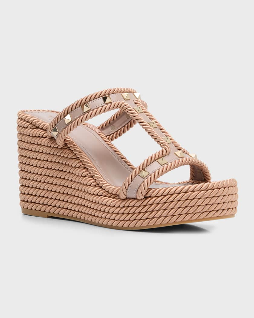 Valentino Garavani Rockstud Torchon T-Strap Espadrille Sandals | Neiman