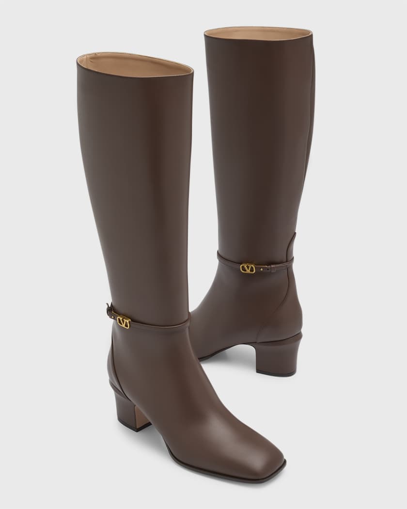 Gucci Brown Leather Horsebit Knee High Riding Boots