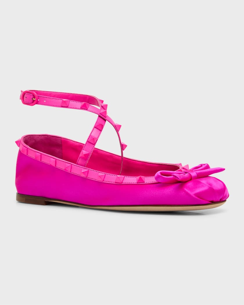 Rockstud Ankle Strap Ballerina Flats