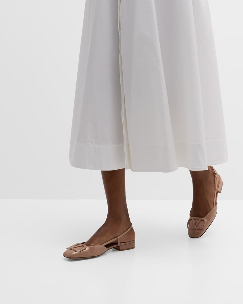VLogo Signature leather slingback flats