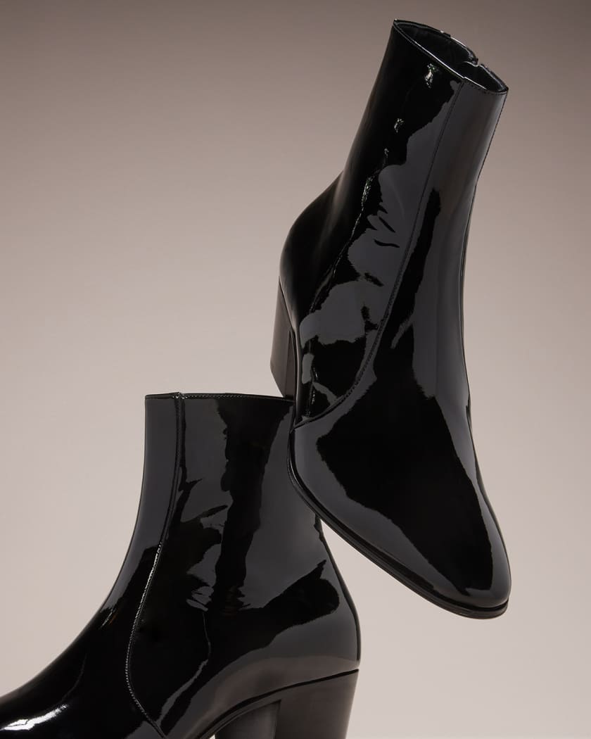 Men s Wyatt Patent Leather Zip Ankle Boots