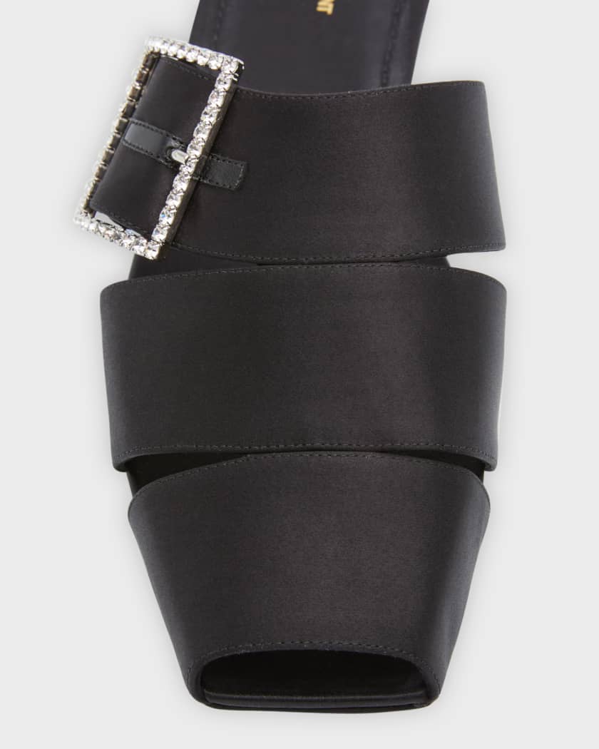 Crystal Embellished Leather Belt in Black - Saint Laurent