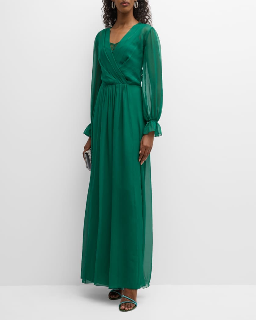 Surplice online chiffon gown
