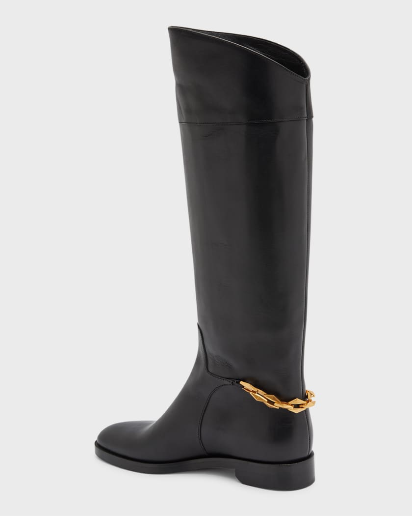 Nell Leather Chain Tall Riding Boots