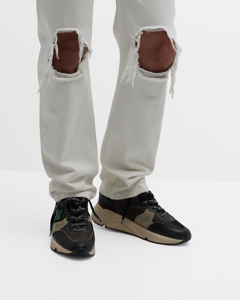 Men's Running Sole Mesh & Leather Sneakers