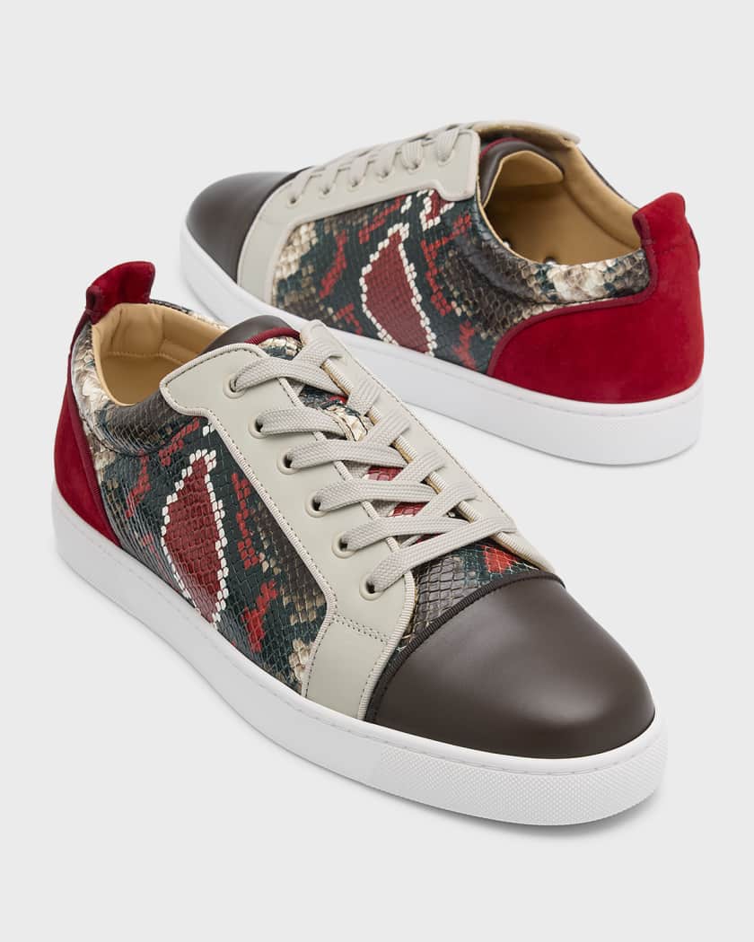 Christian Louboutin Louis Junior Orlato Snake-embossed Leather Low-top  Trainers in Red for Men