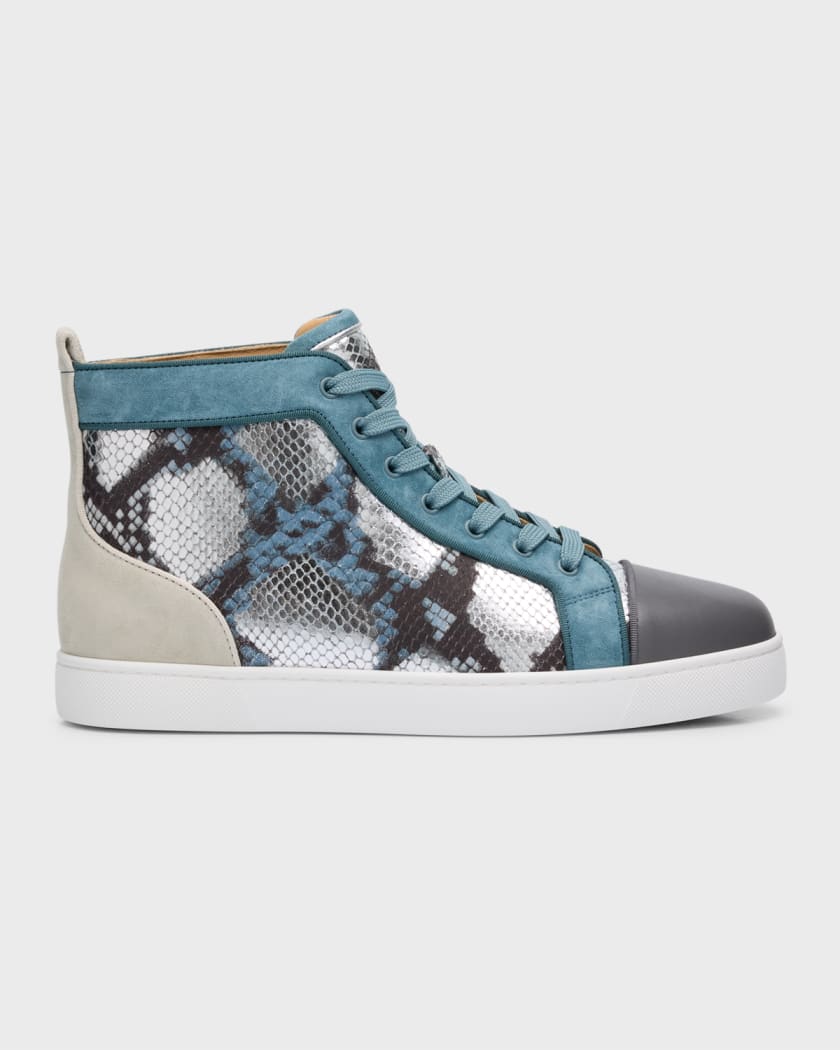 Christian Louboutin Men's Louis Orlato Snake-Effect High-Top Sneakers