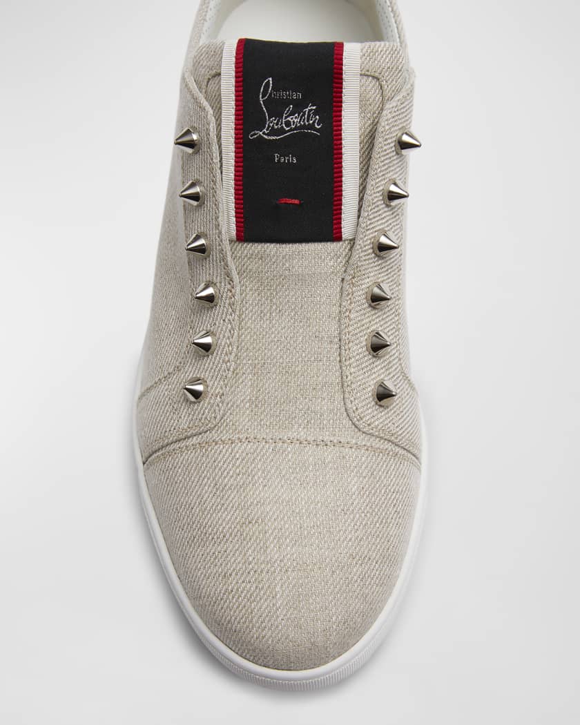 Christian Louboutin Red Suede Spike Accent Slip On Sneakers