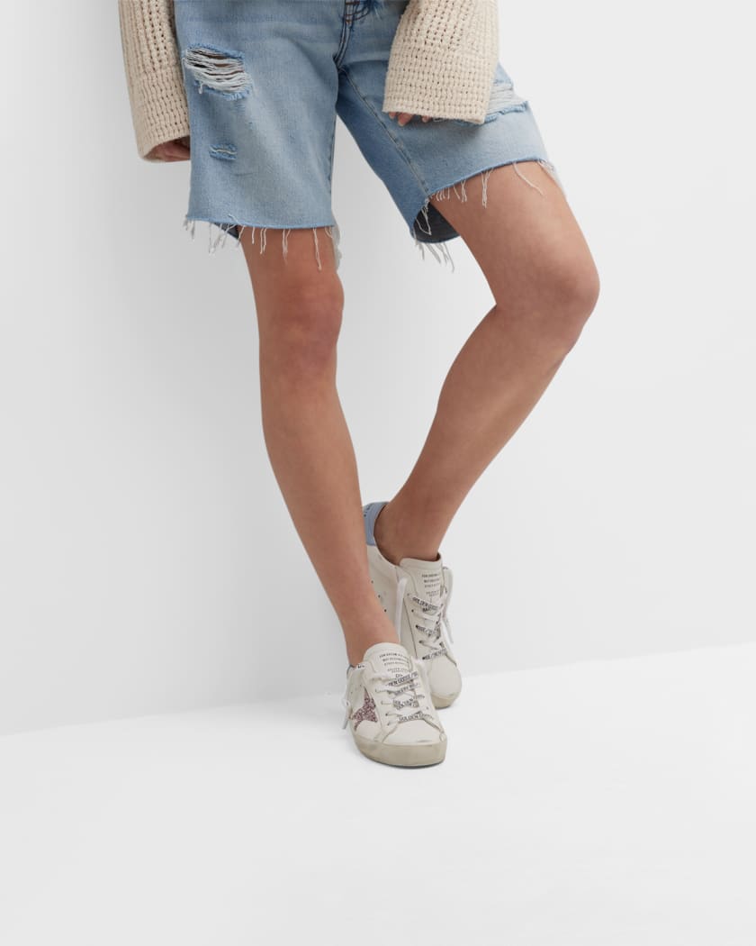 Golden Goose Superstar Leather Glitter Low Top Sneakers Neiman