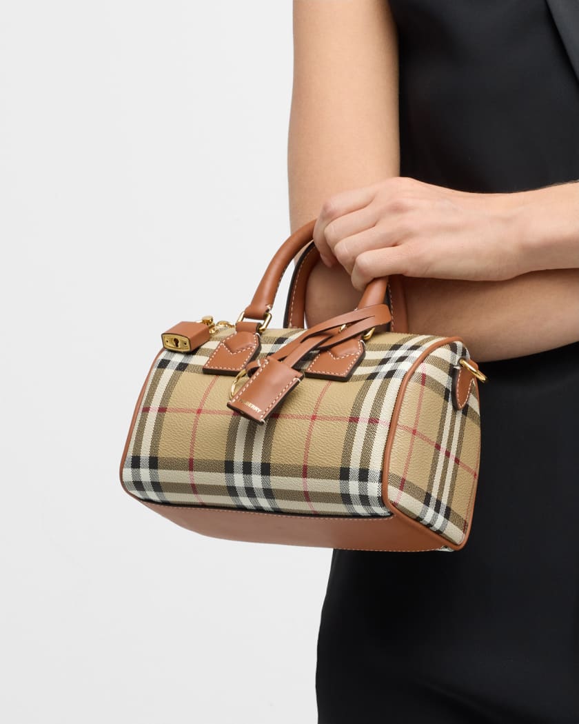 Burberry Checked Pattern Bowling Bag in Brown