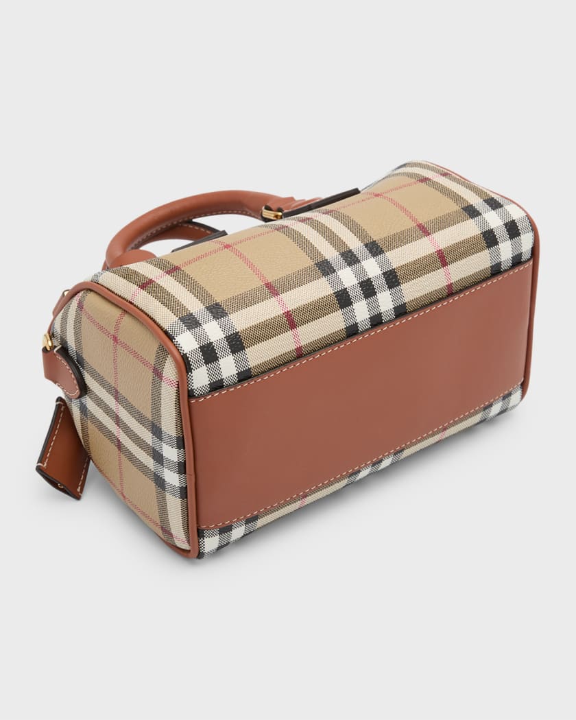 Burberry Mini Check Canvas & Leather Bowling Bag