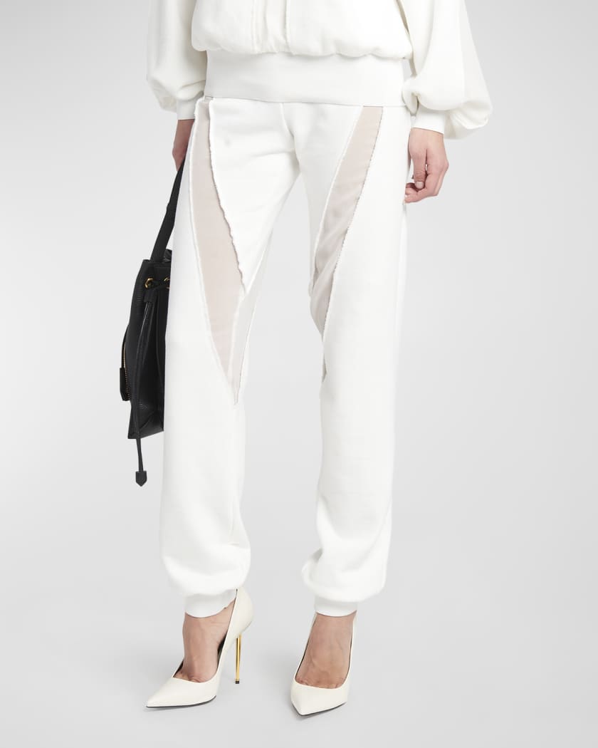 Chiffon Insert Loopback Cotton Fleece Cuffed Joggers