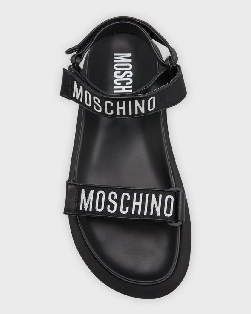 Moschino Kids logo flat sandals - Silver