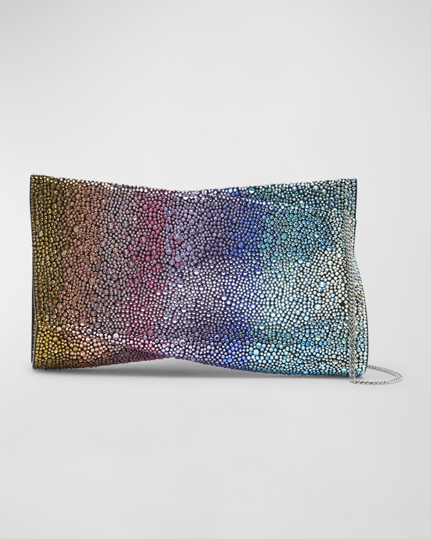 Loubitwist Small Rainbow Strass Clutch Bag