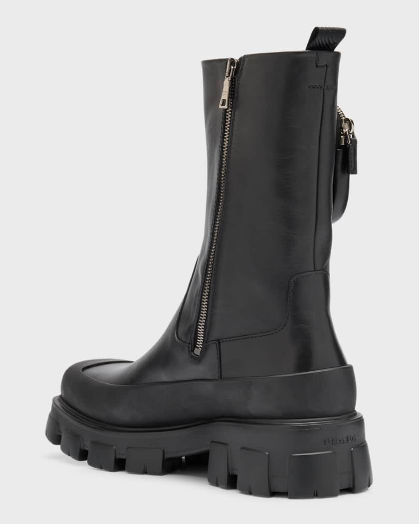 Prada Men's Cobblestone Leather Ankle Boots