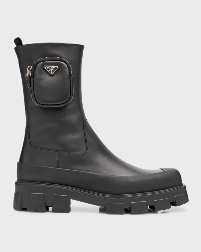 Leather Nylon And Rubber Boots in Black - Prada