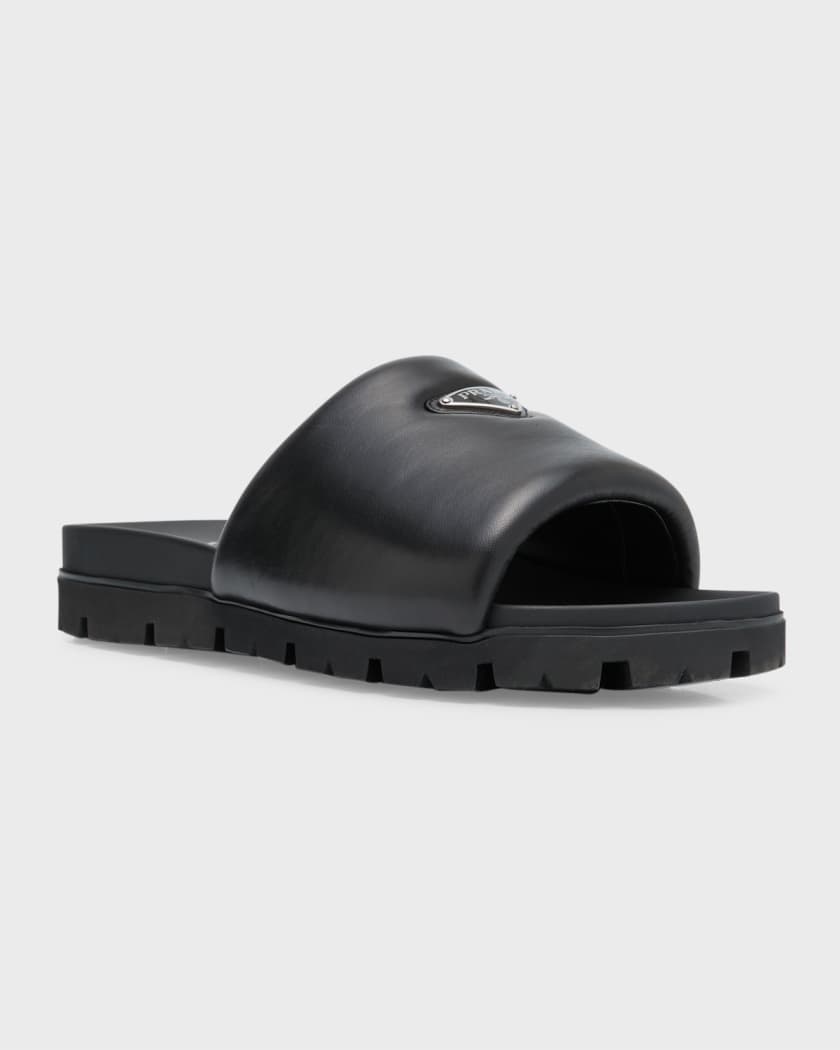 Triangle logo slide sandal prada sales
