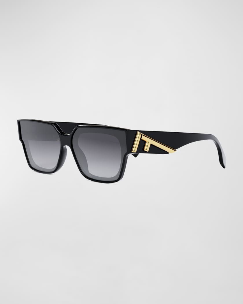 Lettering Square Sunglasses in Black - Fendi