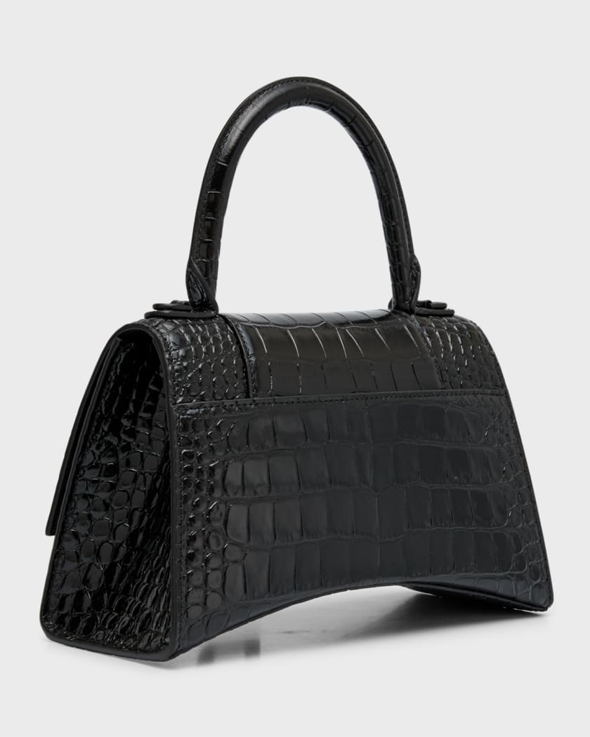 Balenciaga Hourglass Small Crocodile Embossed Leather Bag in Gray