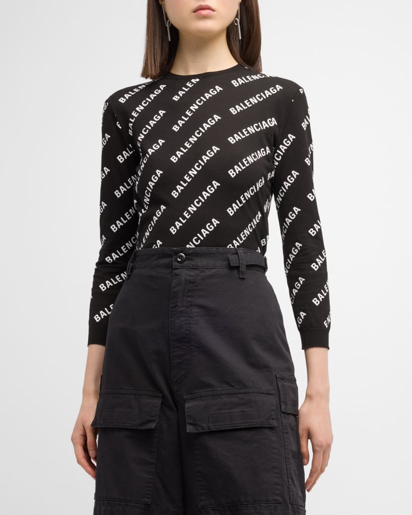 Balenciaga allover logo crewneck hot sale