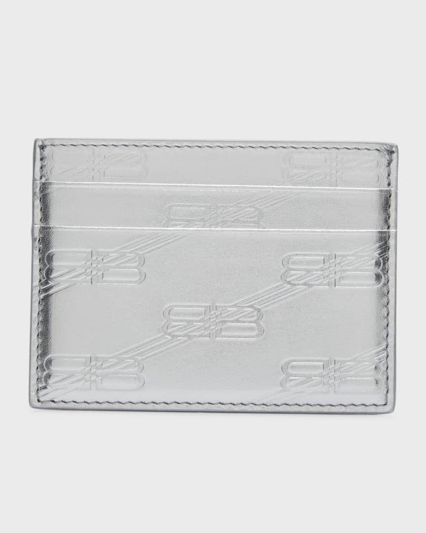 Balenciaga Metallic Monogram-Embossed Wallet - Silver for Men