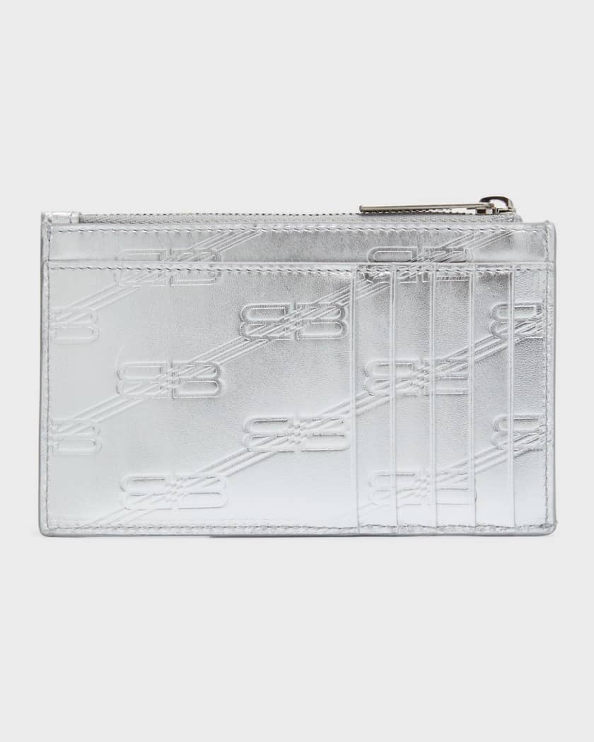 BALENCIAGA Logo-Print Monogrammed Leather Cardholder for Men