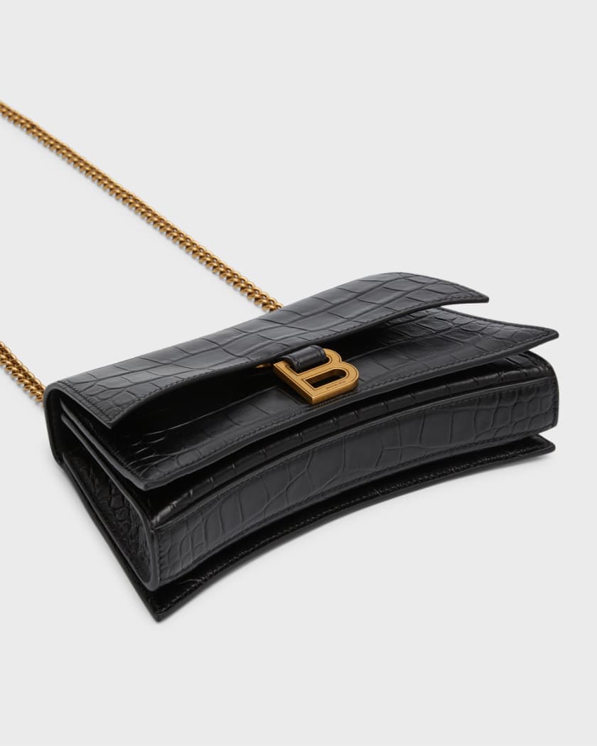 BALENCIAGA Crush small croc-effect leather shoulder bag