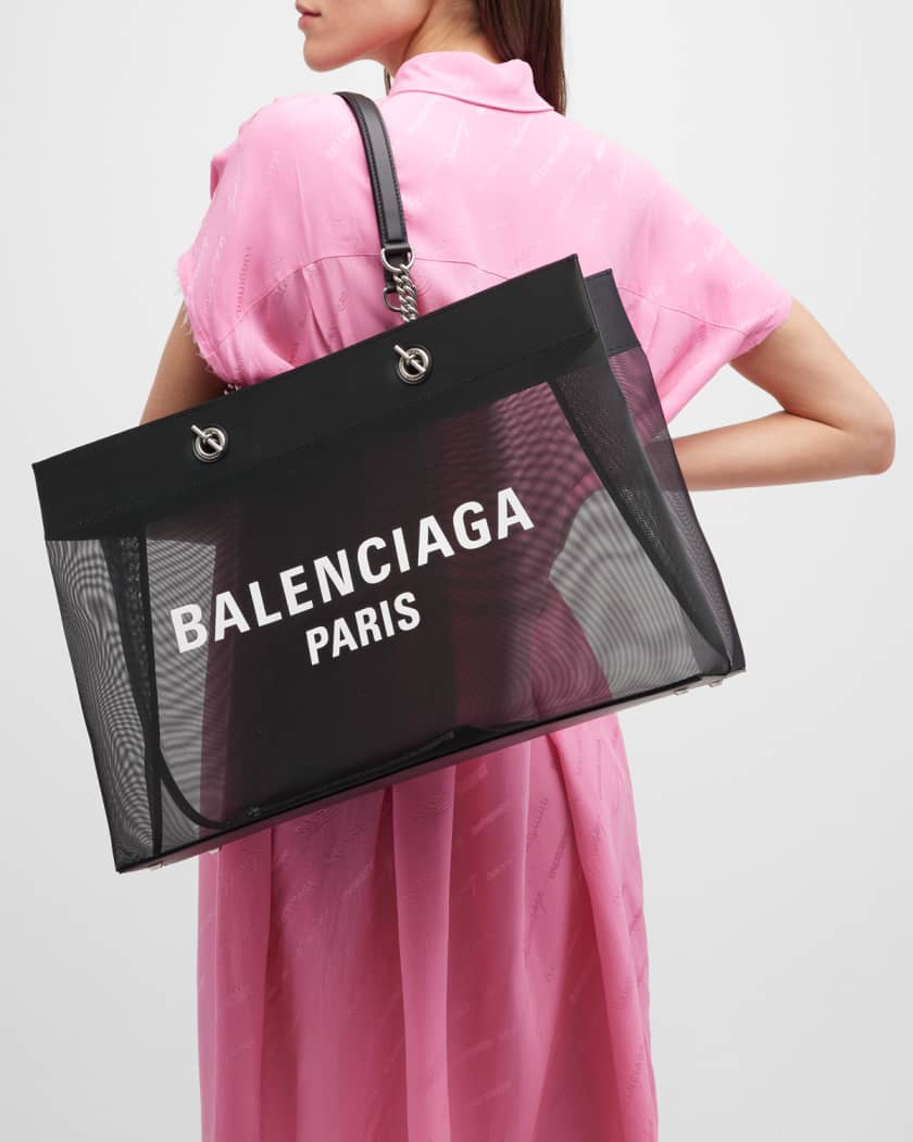 Balenciaga Large Duty Free Mesh Tote in Fuchsia/L White