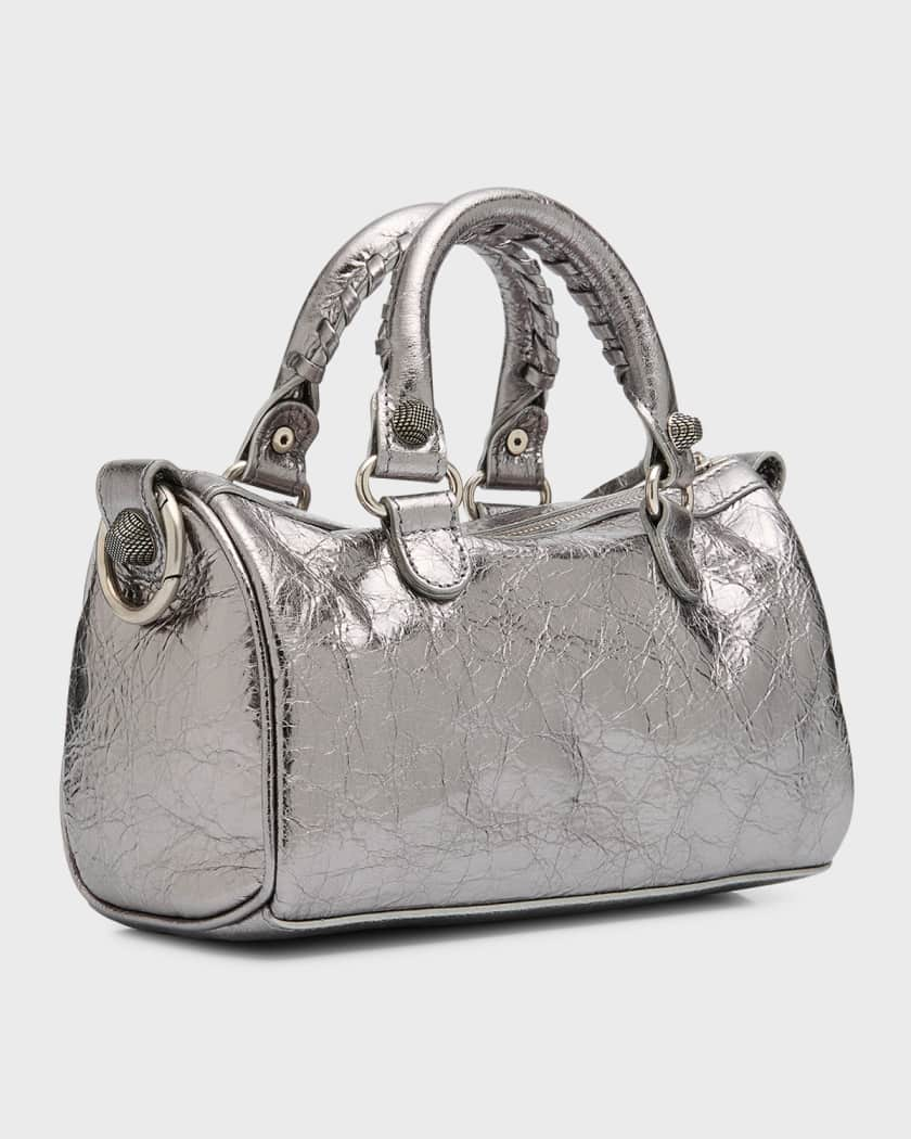 Women's Le Cagole Mini Duffle Bag Metallized in Silver