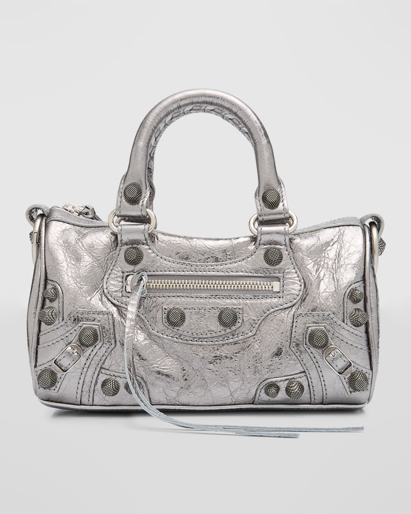 Le Cagole Embellished Leather Belt Bag in Grey - Balenciaga