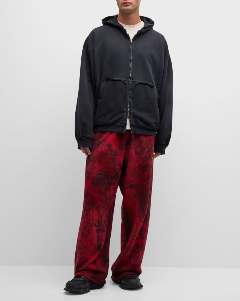 Balenciaga Men's Tape Type Ripped Pocket Zip Up Hoodie Large Fit