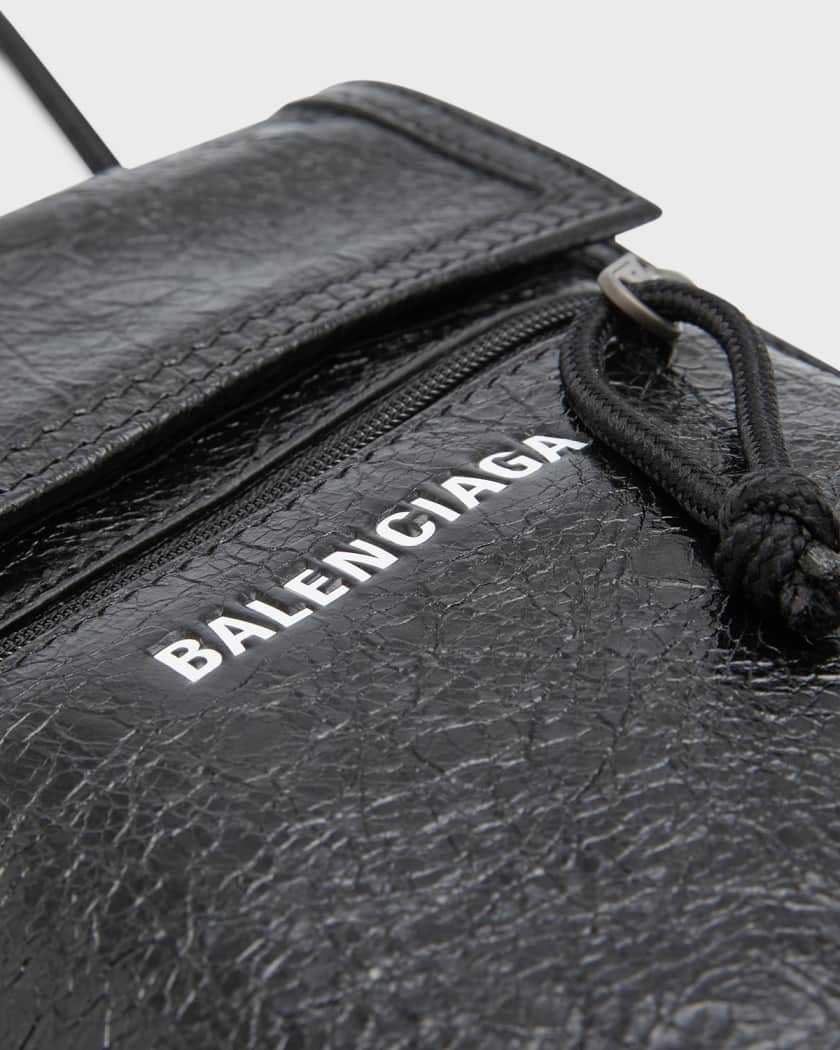Balenciaga Men's Explorer Leather Pouch Strap | Neiman Marcus