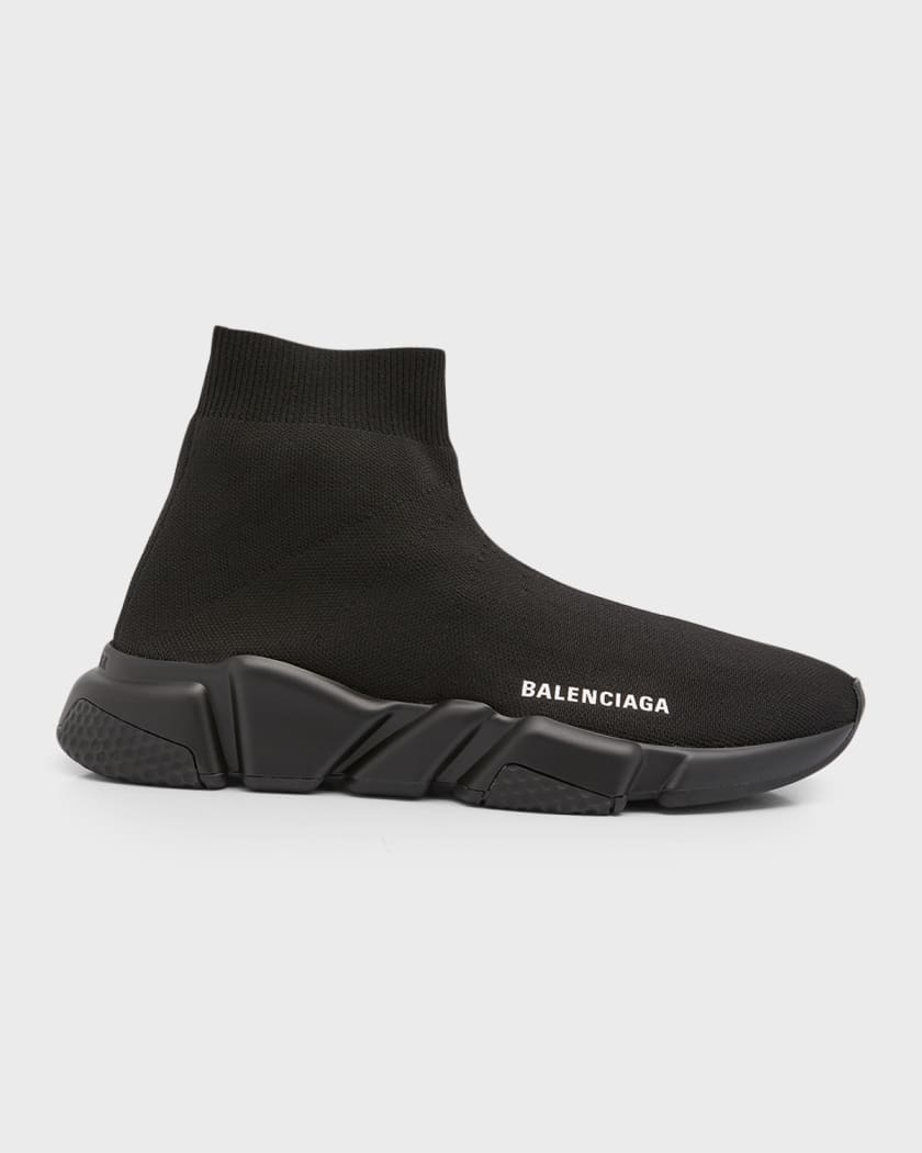 Balenciaga Men's Speed Recycled Knit Sneakers - Black - Hi-Top Sneakers - 13