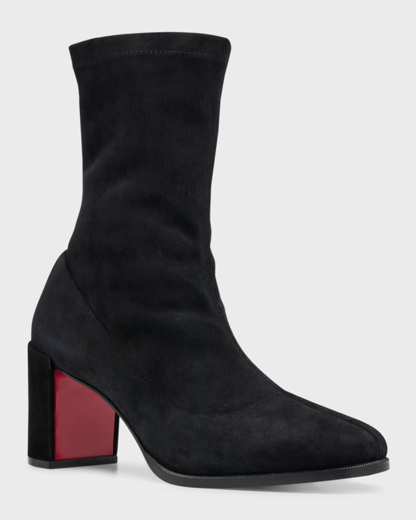 Adoxa Stretch Suede Red Sole Booties