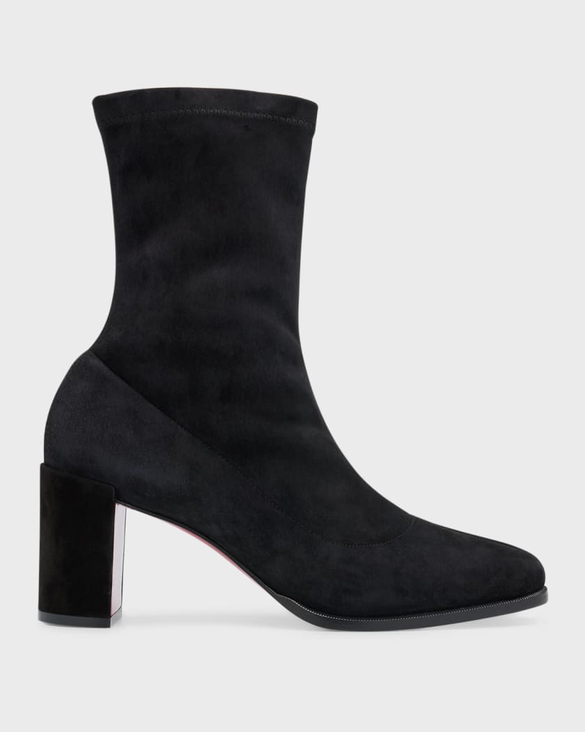 Christian Louboutin Leather and Suede Zipper Ankle Boots in Black