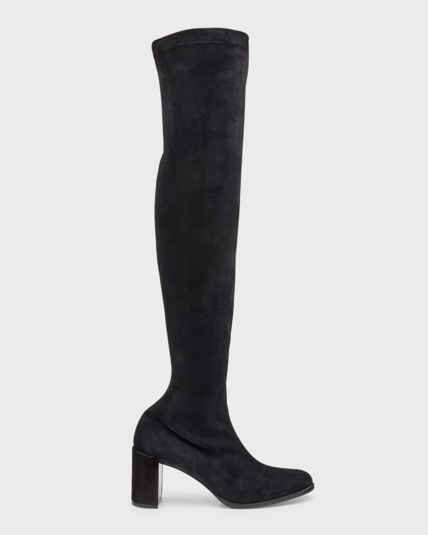 Adoxa Stretch Suede Red Sole Over The Knee Boots