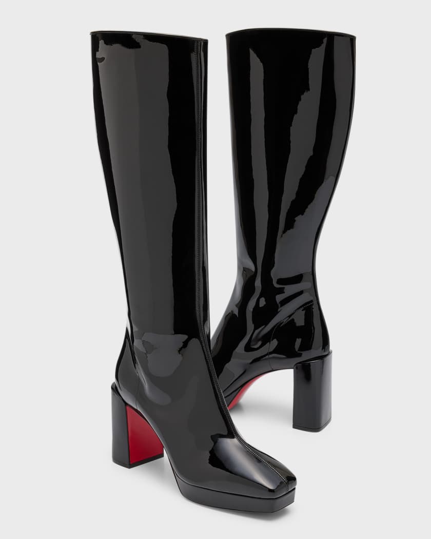 Christian Louboutin Astrilarge Botta Red Sole Leopard Suede Knee-High Boots
